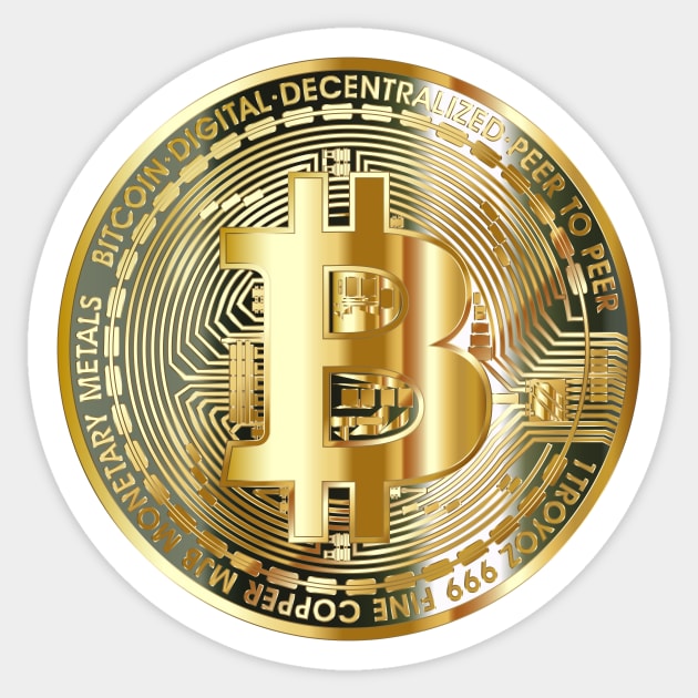 Golden Bitcoin Coin T-Shirt Bitcoin Investor Logo Crypto Fan Sticker by TheCreekman